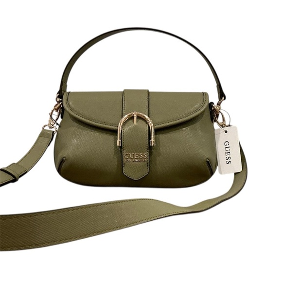 Guess Handbags - GUESS Los Angeles Harlow Crossbody Handbag - Light Musk